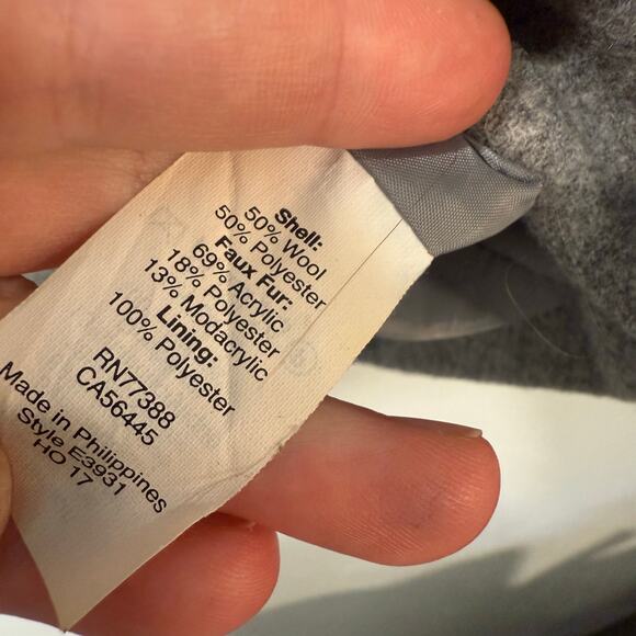 J. Crew Women's Vail Parka Wool Blend Pea Coat Faux Fur Trim Full Zip Grey 2 - Picture 3 of 7